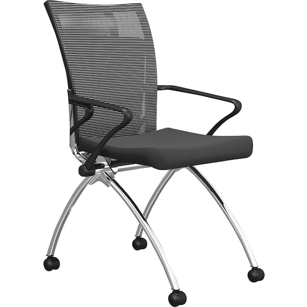 Mayline Training Chair Integrated Arms, 18-1/2" Height, Mesh, Black TSH1BB - main