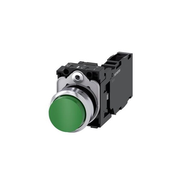 Siemens Pushbutton, 22 mm, round, metal, shiny, green, pushbutton 3SU1150-0BB40-1FA0-ZY19 - main
