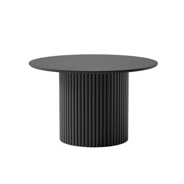 Homeroots 46" Black Wood Pedestal Base Round Top Dining Table 713565 - main