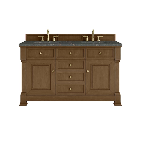 James Martin Vanities Brookfield 60'' D Vanity, Honey Oak w/ Parisien Bleu Silestone Top w/FreePower Wireless Charger 547-V60D-HNO-FPBL - main