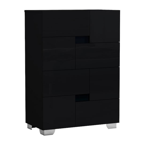 Homeroots 44" Superb Black High Gloss Chest 329646 - main