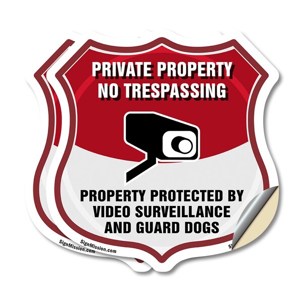 Signmission Private Property Shield Sign No Trespass, 6 inch X 6 inch, Vinyl Decal, 2PK SHI-D-2PACK-6-443 - main
