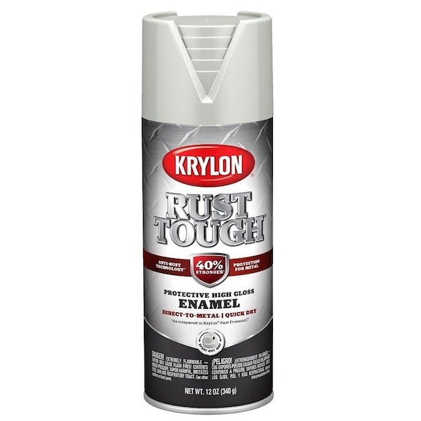 Krylon Rust Tough Enamel Spray Paint, Gloss, Light Gray, 12 oz, Can K09261008 - main