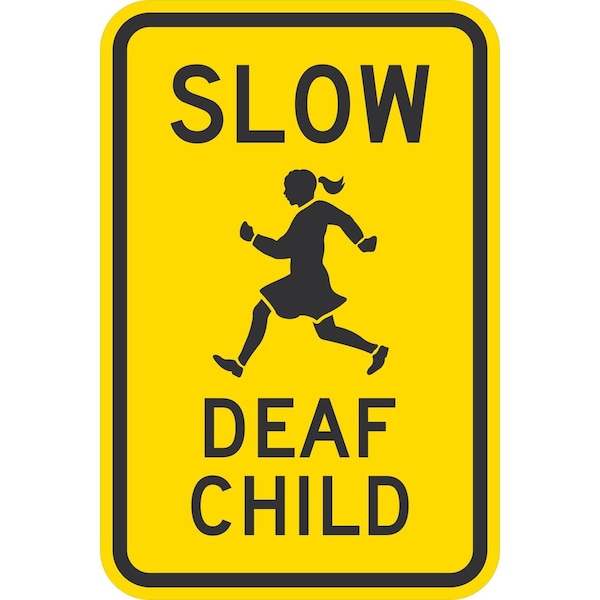 Lyle Slow, Deaf Child (with Girl Graphic), 12x18, Diamond Grade, Yellow G-2998-DG_12x18 - main