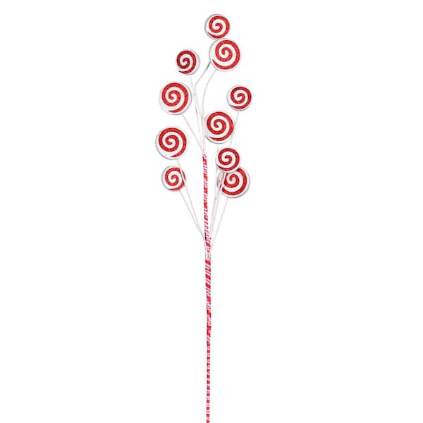 Vickerman 20 in. Red & White Swirl Spray, 6PK QG205025 - main