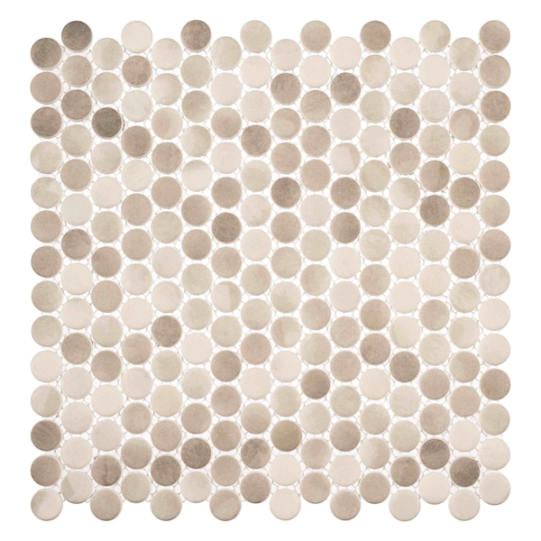 Andova Tiles Pixie Nia Beige 3/4-in. Penny Round Fabric Look Matte Glass Wall & Floor Mosaic Tile ANDPIX225 - main