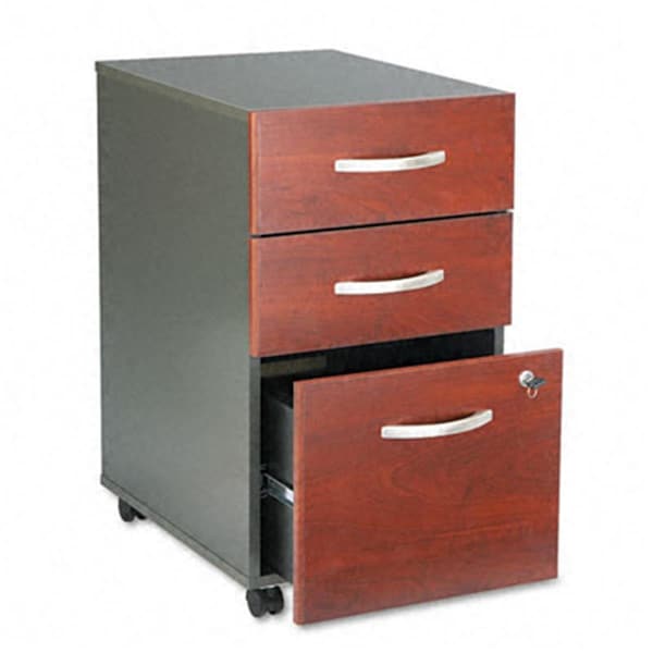 Bush Furniture Outlet Store Series C 3Drawer Mobile Ped File 153/4w x 203/8d Graphite Gray/Dark Cherry WC24453SU - main