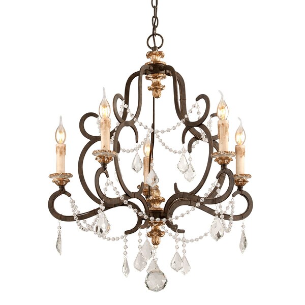 Troy Lighting Bordeaux 5 Light Chandelier 27.5 In. Parisian Brnze W Distr Gold Le F3515-PZ/DG - main