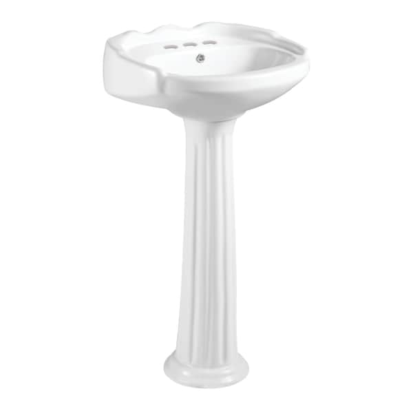 Kingston Brass 20" Ceramic Pedestal Sink, 4-Inch, 3 Hole, Glossy White VPB2034 - main