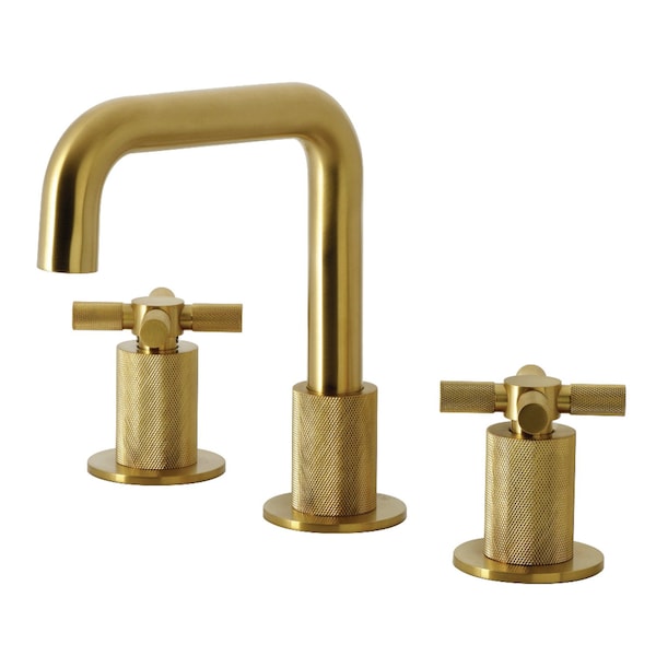 Kingston Brass Widespread Bathroom Faucet with Push Pop-Up Drain, Brushed Brass KS1417KNX - main