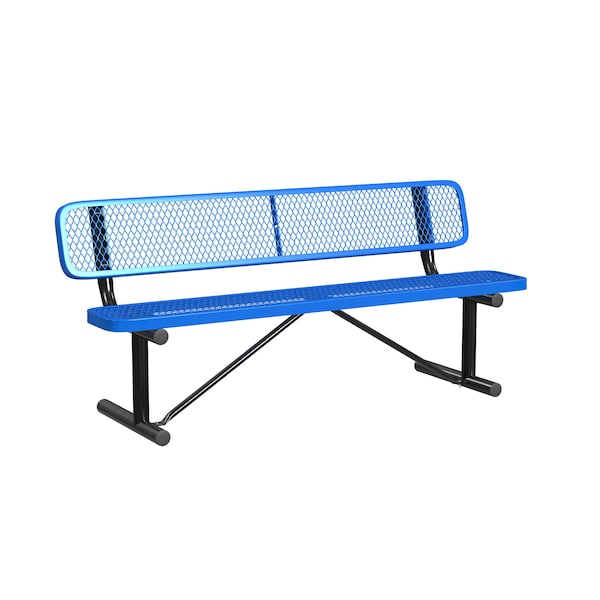 Leisure Craft Leisure Craft 6 FT Outdoor Bench with Back, Portable, Blue B6WBP-BLUE - main