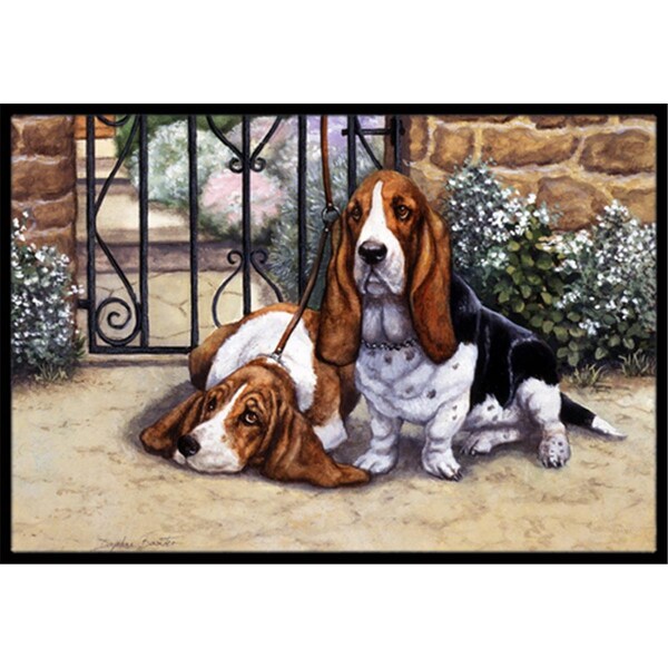 Carolines Treasures BDBA0312JMAT Basset Hound at the Gate Indoor or Outdoor Mat, 24 x 36 BDBA0312JMAT - main