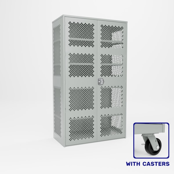 Pucel Heavy Duty Storage Cabinet, Perforated Doors and Sides, 48 in W x 90 in H x 24 in D, Gray HDSC-4884-24-4C-PERF - main