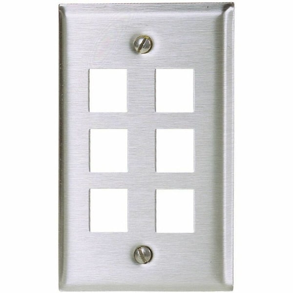 Hubbell Premise Wiring Plate, 6 Ports, Gray, Wall SSF16 - main