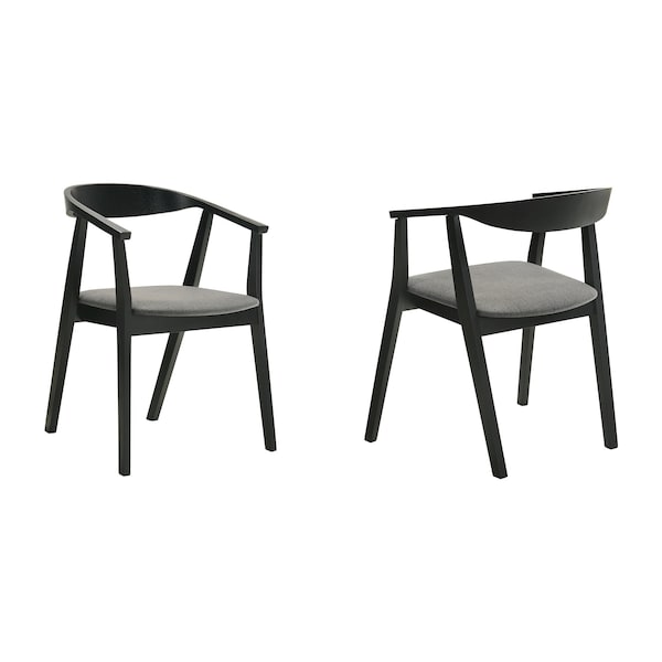 Armen Living Santana Wood Dining Chair in Black Finish with Charcoal Fabric - Set of 2 LCSACHBLKCH - main