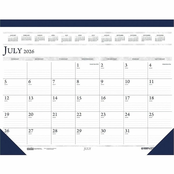House Of Doolittle Desk Pad Calendar, Blue, 22" H, 17" W HOD155 - main