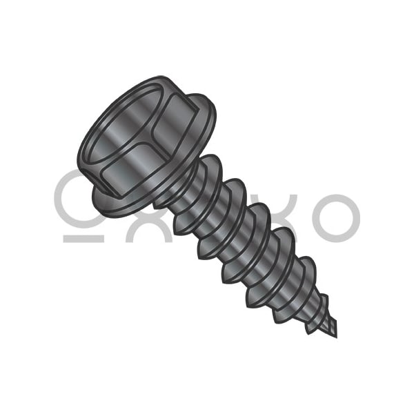 Oxoxo 6-20X5/8 Unslotted Indented Hex Washer Self Tapping Screw Type AB Full Thread Black Oxide, 10000PK 323154 - main