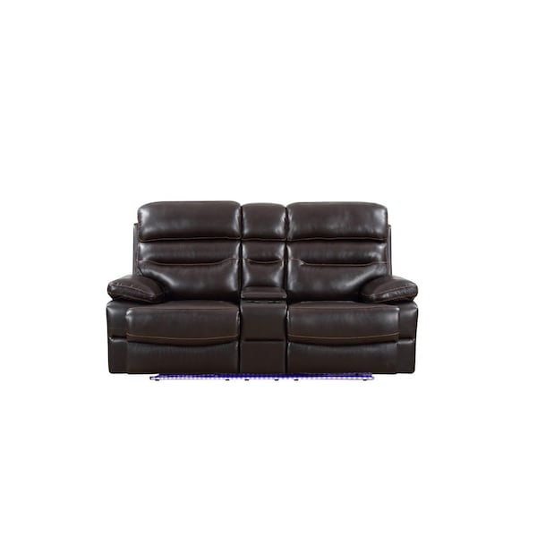 Homeroots 78in Brown Faux Leather Power Reclining Love Seat With Storage 366312 - main