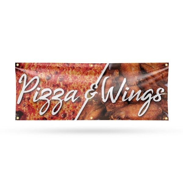 Signmission Pizza and Wings, 24 Inch x 72 Inch, Vinyl Banner B-72-30804 - main