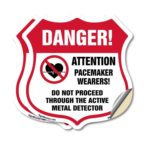 Signmission Pacemaker Wearers Shield Sign Danger! At, 12 inch X 12 inch, Vinyl Decal, 2PK SHI-D-2PACK-12-428 - main