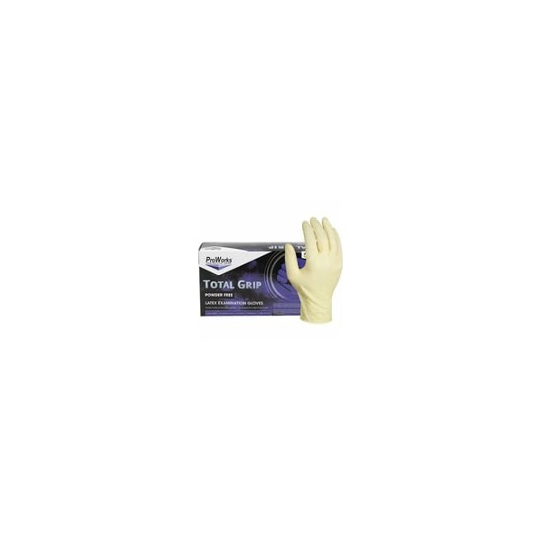 Proworks Total Grip Latex Powder Free Exam Gloves, 8 mil Thickness x 9.40in Glove L, Large Size, 10PK GL-L165FL - main