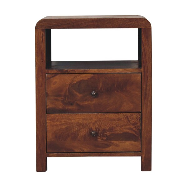 Homeroots 24" Brown Solid Wood Two Drawer Nightstand 651488 - main