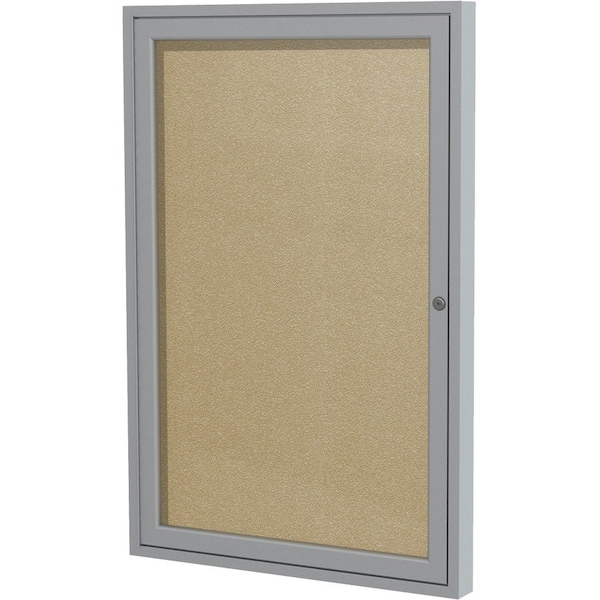 Ghent Ghent Enclosed Bulletin Board, Outdoor, 1 Door, 30"W x 36"H, Caramel Vinyl/Silver Frame PA13630VX-181 - main