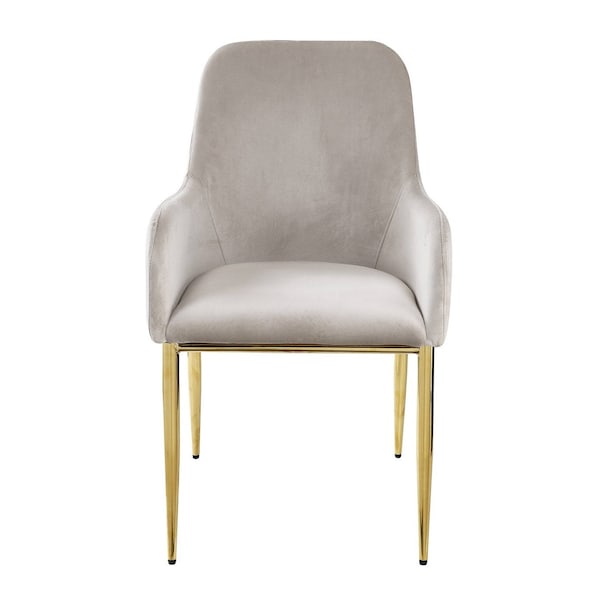Homeroots Set of Two Gray and Gold Velvet And Wood and Metal Dining Side Chairs, 2PK 573311 - main
