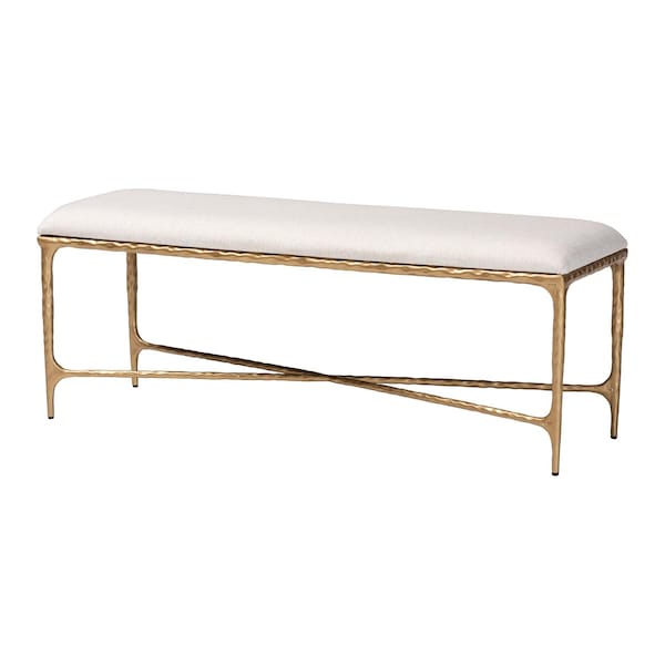 Baxton Studio Fumiye Accent Bench with Hand-Forged Metal Frame 270-14709-ZORO - main