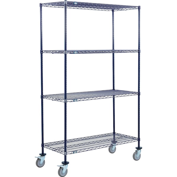 Global Industrial Nexel 4 Shelf Truck, Nexelon, 42"W x 24"D x 80"H, Polyurethane Swivel Casters, 2 Brake B3158257 - main