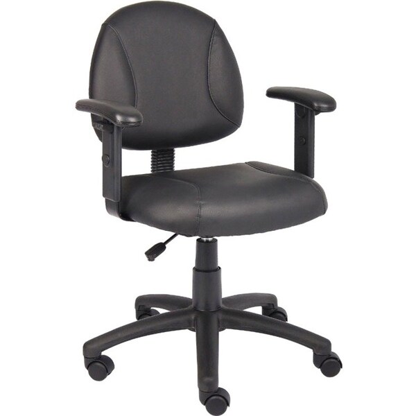Boss Office Products Boss Office Chair with Arms - Leather - Mid Back - Black B306 - main