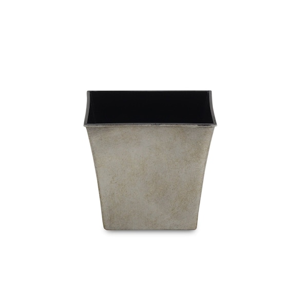 Homeroots 7in Gray Recycled Plastic Indoor Outdoor Square Pot Planter 488268 - main