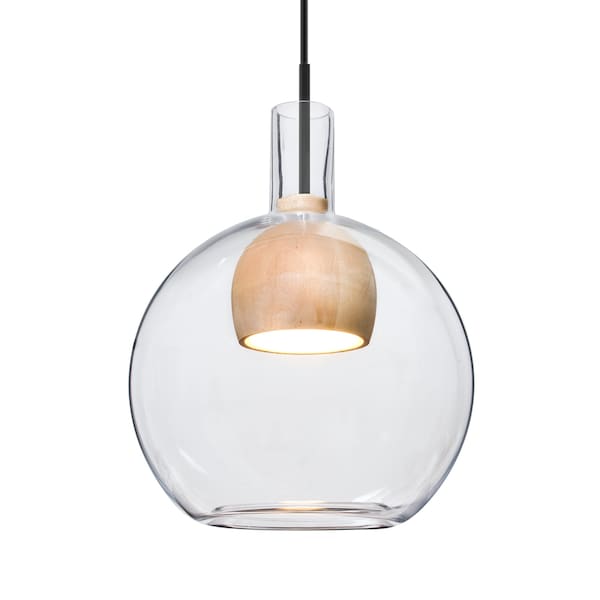 Besa Lighting Besa Benji Pendant, Clear/Natural, Black Finish, 1x 9W LED 1JT-BENJICLNA-LED-BK - main