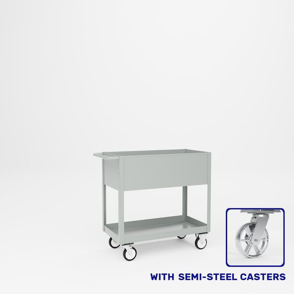 Pucel Welded Box Service Cart, 18 in W x 36 in D x 37 in H, Semi-Steel Casters, 12 in Deep Box, Gray TSC-1836-12S - main