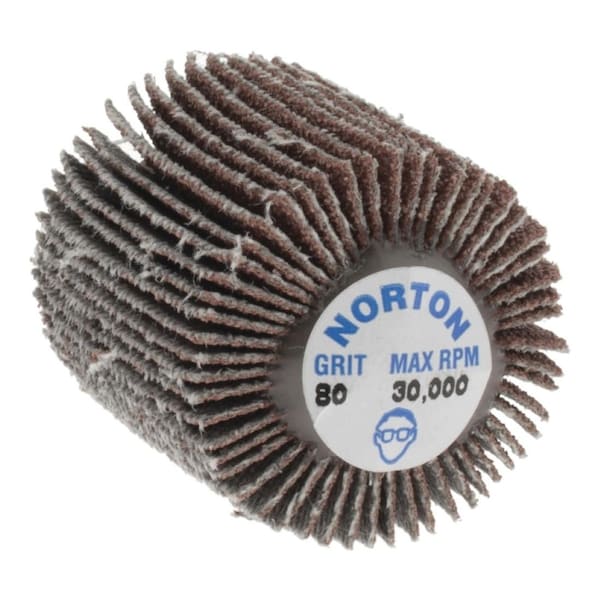 Norton Co Mounted Flap Wheel: 1 in Dia, 1 in Face Width, 80 Grit, Aluminum Oxide 63642502629-XCP1 - main
