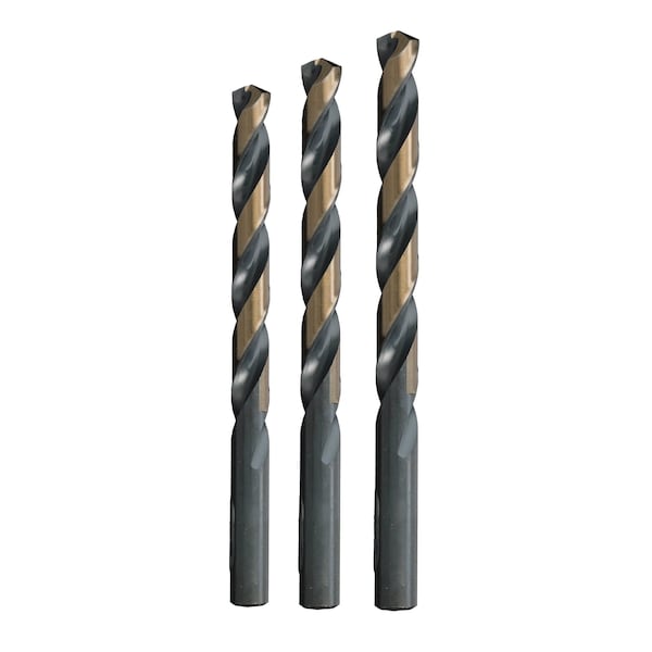Drill America 1/8"-1/4" 3Pc. HSS Black & Gold KFD Jobber Length Drill Bit Sample Set POUKFD3 - main