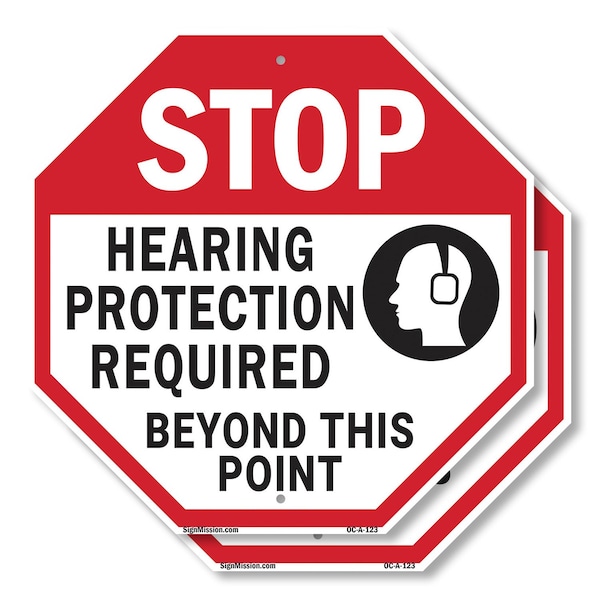 Signmission Stop Hearing Protection Required Be, 10 inch X 10 inch, Aluminum Metal Signs, 2PK OC-A-2PACK-10-123 - main