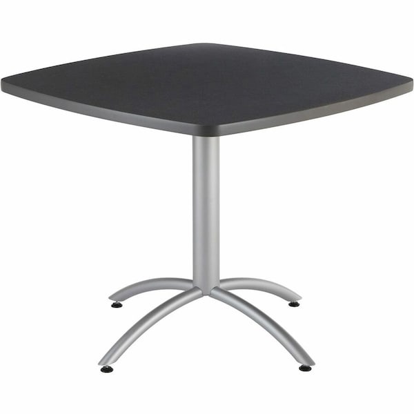 Iceberg CafeWorks Cafe/Breakroom Table, Graphite Top, Silver Frame, 36 in W x 36 in L x 29 in H 65618 - main