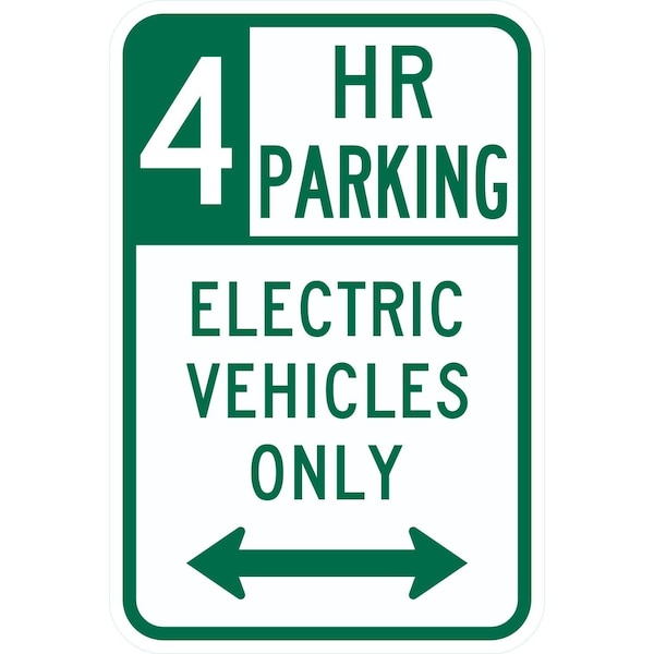 Lyle 4 HR Parking Electric Vehicles Only w/double arrow, 12x18, Engineer Grade, White G-3710-EG_12x18 - main