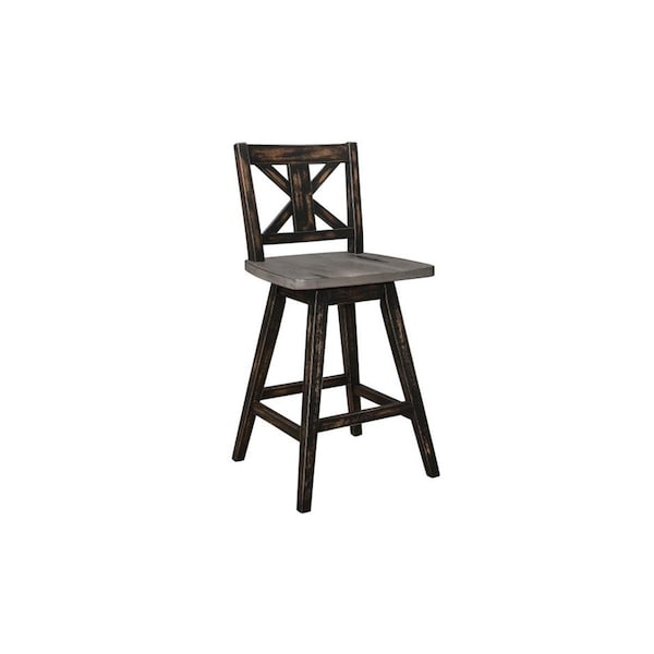 Home Elegance 37.5 x 17.5 x 17.5 in. Amsonia Swivel Counter Height Chair - Antique Black, 2PK 5602-24BK - main