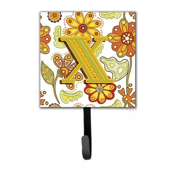 Carolines Treasures Letter x Floral Mustard And Green Leash and Key Holder CJ2003-XSH4 - main