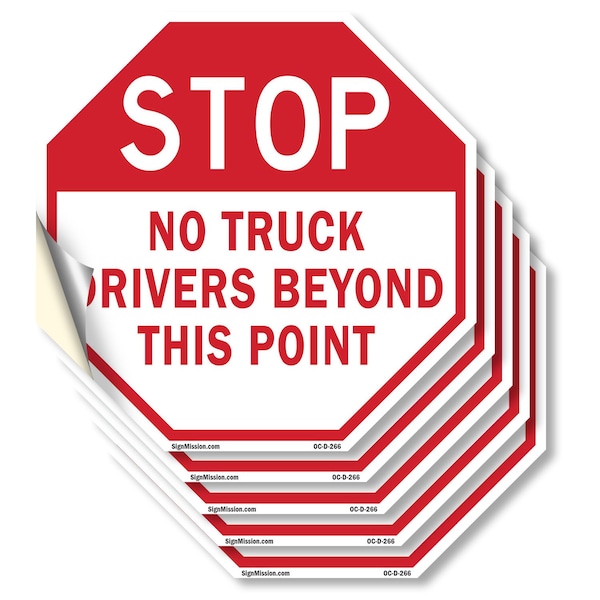 Signmission Stop No Truck Drivers Beyond This P, 4 inch X 4 inch, Vinyl Decal, 5PK OC-D-5PACK-4-266 - main