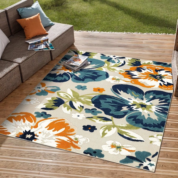 World Rug Gallery Geometric Bohemian Indoor/Outdoor Area Rug 6 ft 6 in x 6 ft 6 in Square Multi 5566MULTI6SQ - main