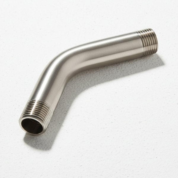 Supplygiant Shower Arm 6 in Stainless Steel Wall Mounted Shower Arm, 1/2 in Threaded IPS, Brushed Nickel Finish 74-TB8-O - main