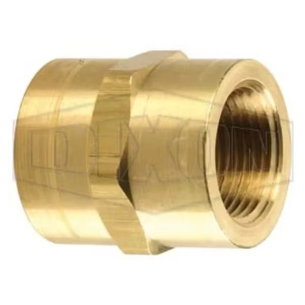 Dixon Hex Head Pipe Coupling, 1/2 in Nominal, FNPT End Style, Brass, Domestic 3710808C - main