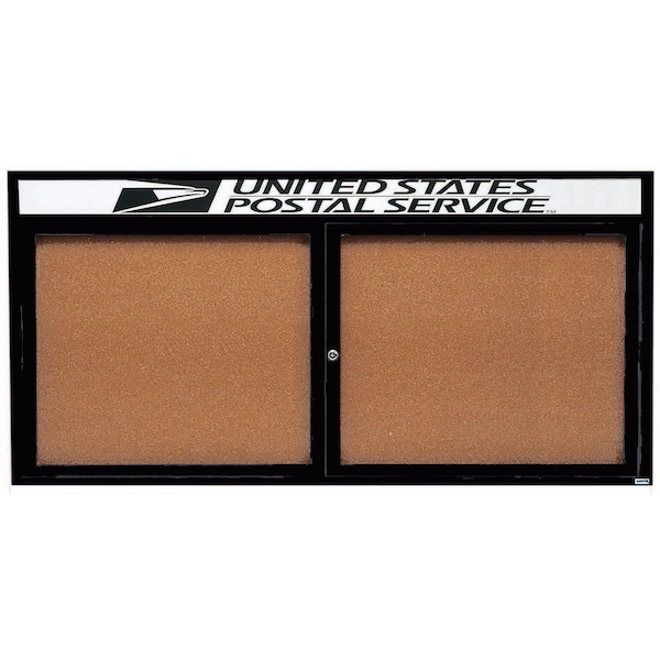 Aarco Enclosed Bulletin Board w/ Header Black Powder Coated Al Frame, 36''Hx72''W DCC3672RHBK - main