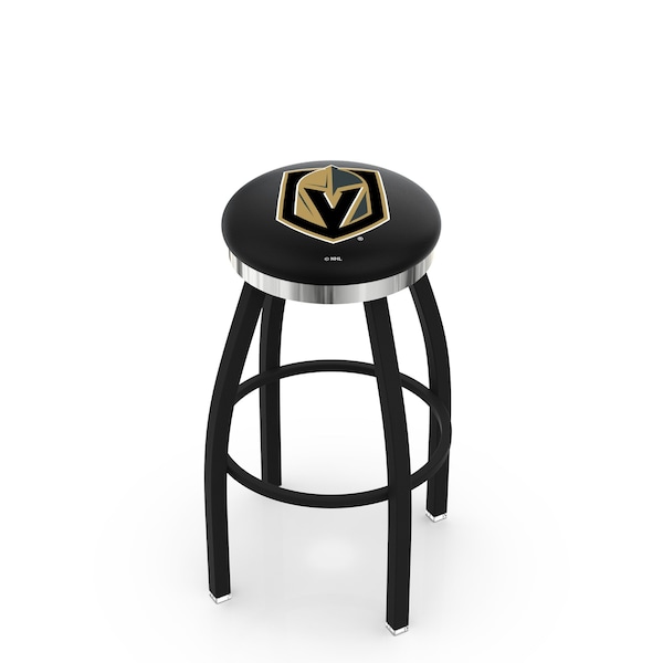 Holland Bar Stool Co 36" Blk Wrinkle Vegas Golden Knights Swivel Bar Stool, Chrome Ring L8B2C36LVGdKn - main
