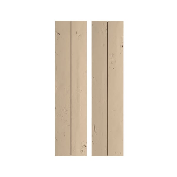 Ekena Millwork Rustic Two Board Joined Board-n-Batten Knotty Pine Faux Wood Shutters w/No Batten, 11W x 80H, PR SHUBJN11X80KPPR - main
