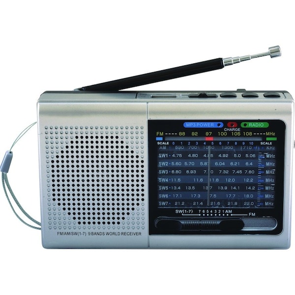 Super Sonic Supersonic 9 Band Bluetooth, Micro SD Card & USB, Silver SC-1080BT- SLV - main