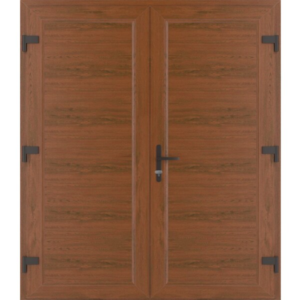 Vdomdoors Front Exterior Prehung Metal-Plastic Double Doors / MANUX 8111 Walnut / Office Commercial and Resid MANUX8111DEXD-WLN-LH-W72xH80 - main